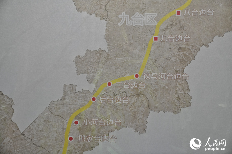 展館內展示的“柳條邊”位置圖。人民網記者 李洋攝