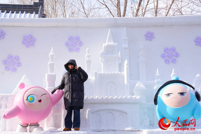 新民大街沿線雪雕。人民網記者 李洋攝