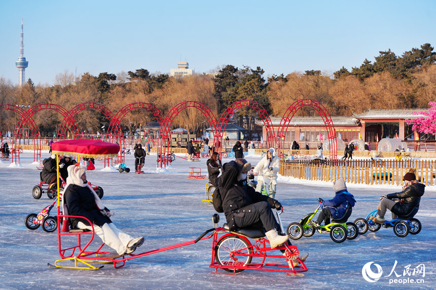 市民游客在長春南湖公園暢享冰雪樂趣。人民網記者 李洋攝