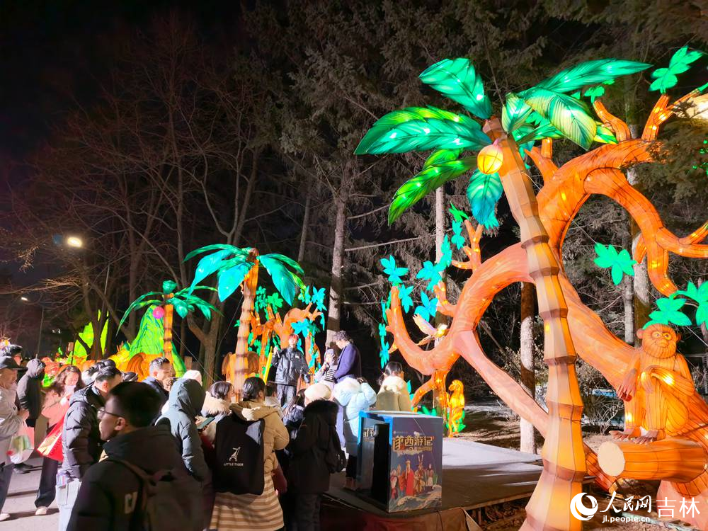 2月19日大年初三，長(zhǎng)春動(dòng)植物公園萬(wàn)盞華燈迎客來(lái)，游人如織享新春。人民網(wǎng)記者 王帝元攝
